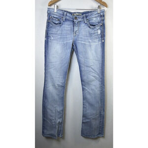 Buckle BKE Sabrina Mid rise Boot cut Blue Denim Jeans 31 * 33.5 distressed light